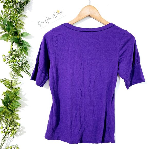 The Limited Purple Pleated Scoop Neck Tee Sz M Womens Short Sleeve~SS10.4 - Picture 6 of 6